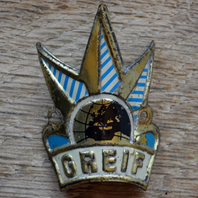Steuerkopfschild GREIF, 50er Jahre, Originalschild aus Sammlungsbestand 