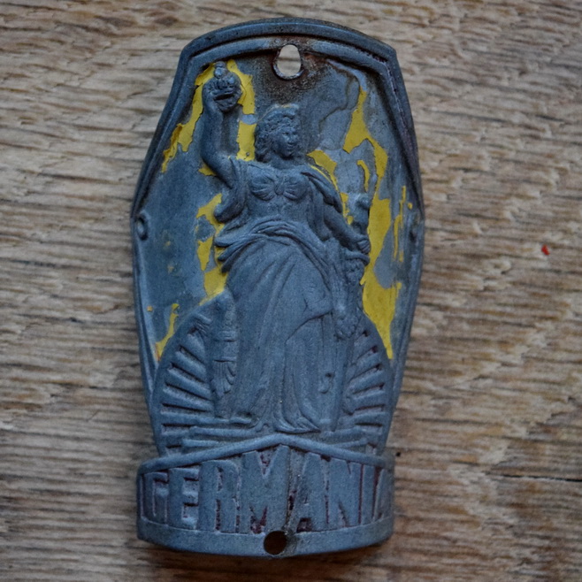Steuerkopfschild GERMANIA, 50er Jahre, Originalschild aus Sammlungsbestand 