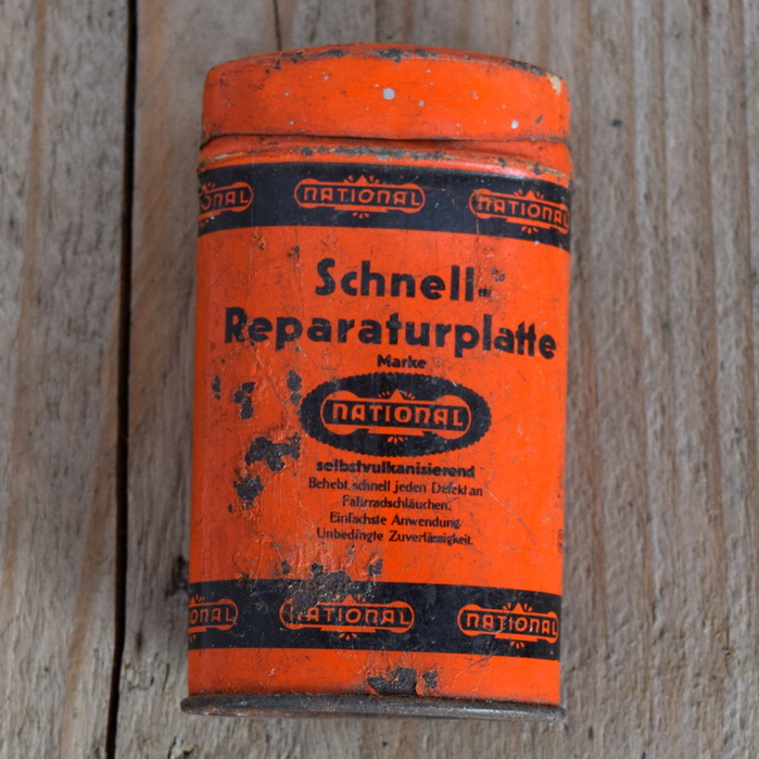 Flickzeug Blechdose "NATIONAL" orig. 30er Jahre, 85 x 48 x 25 mm, ohne Inhalt 