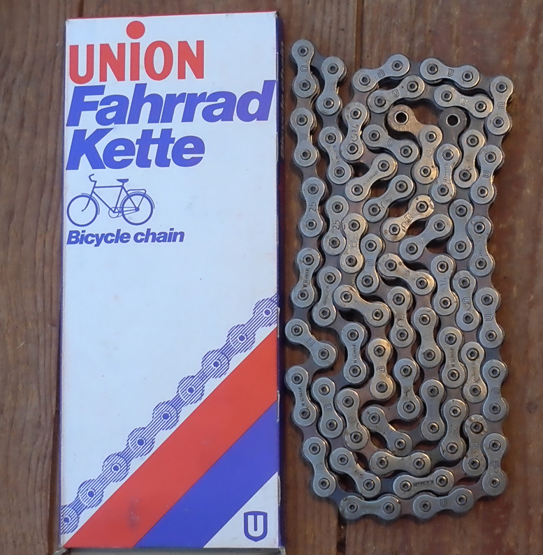 Fahrradkette "UNION " 1/2 x 1/8 Zoll, 112 Glieder, incl. Kettenschloß,  orig. 60-80er Jahre Altbestand 
