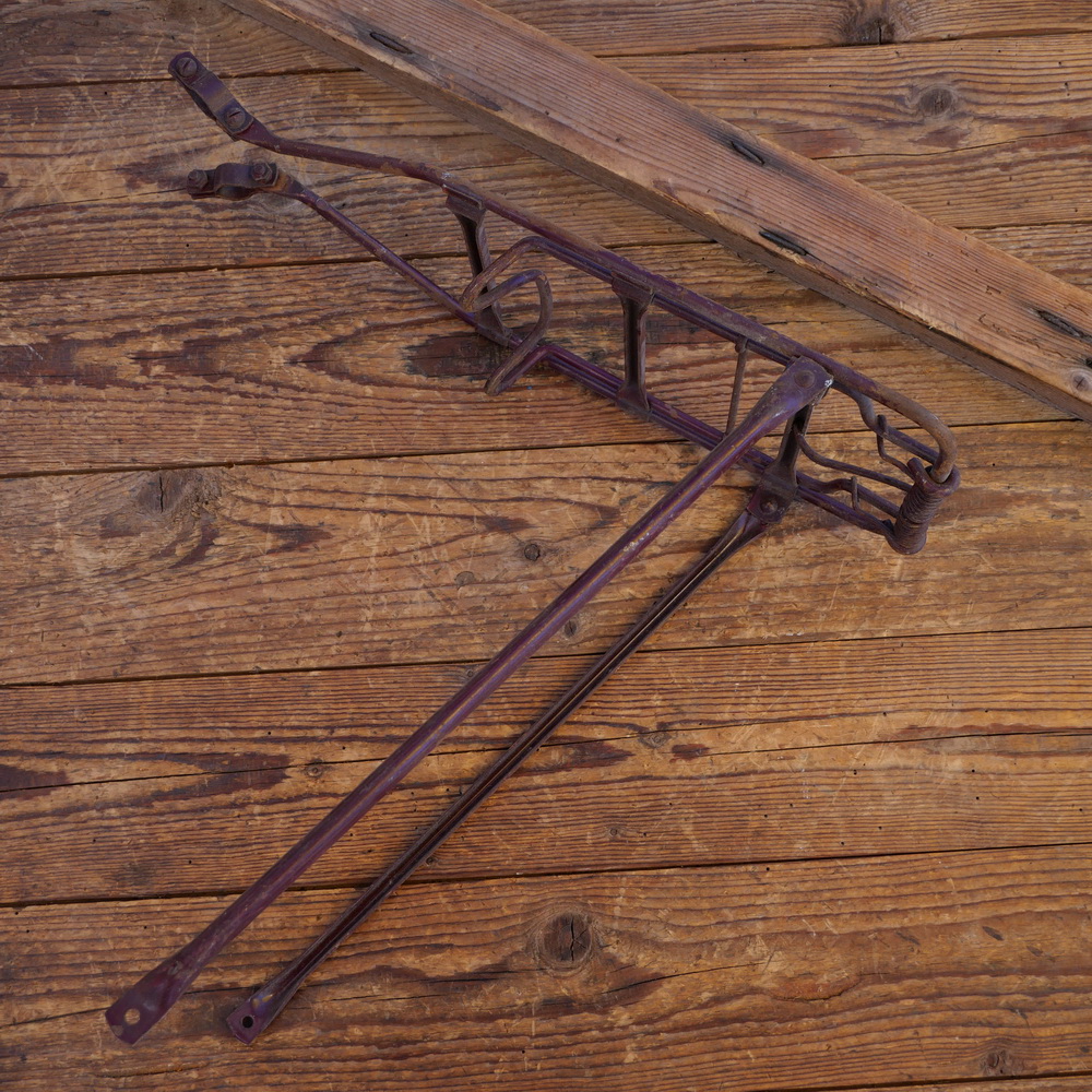 Gepäckträger SIEGER, orig. 50er Jahre, für Sportrad, weinrot, gebr. 