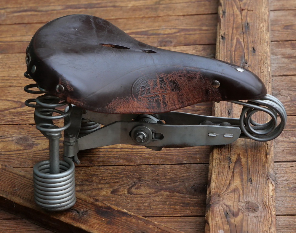 Sattel Herren, LEPPER Primus für Tourenrad, Leder, braun, Gestell verzinkt, original 1980er/90er Jahre, gebr. 