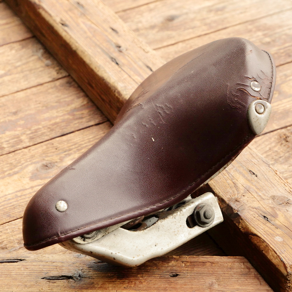 Sattel WITTKOP, Schwingsattel für Moped, Lefa, rotbraun, Gestell silber lackiert, original 50er Jahre, gebr. 
