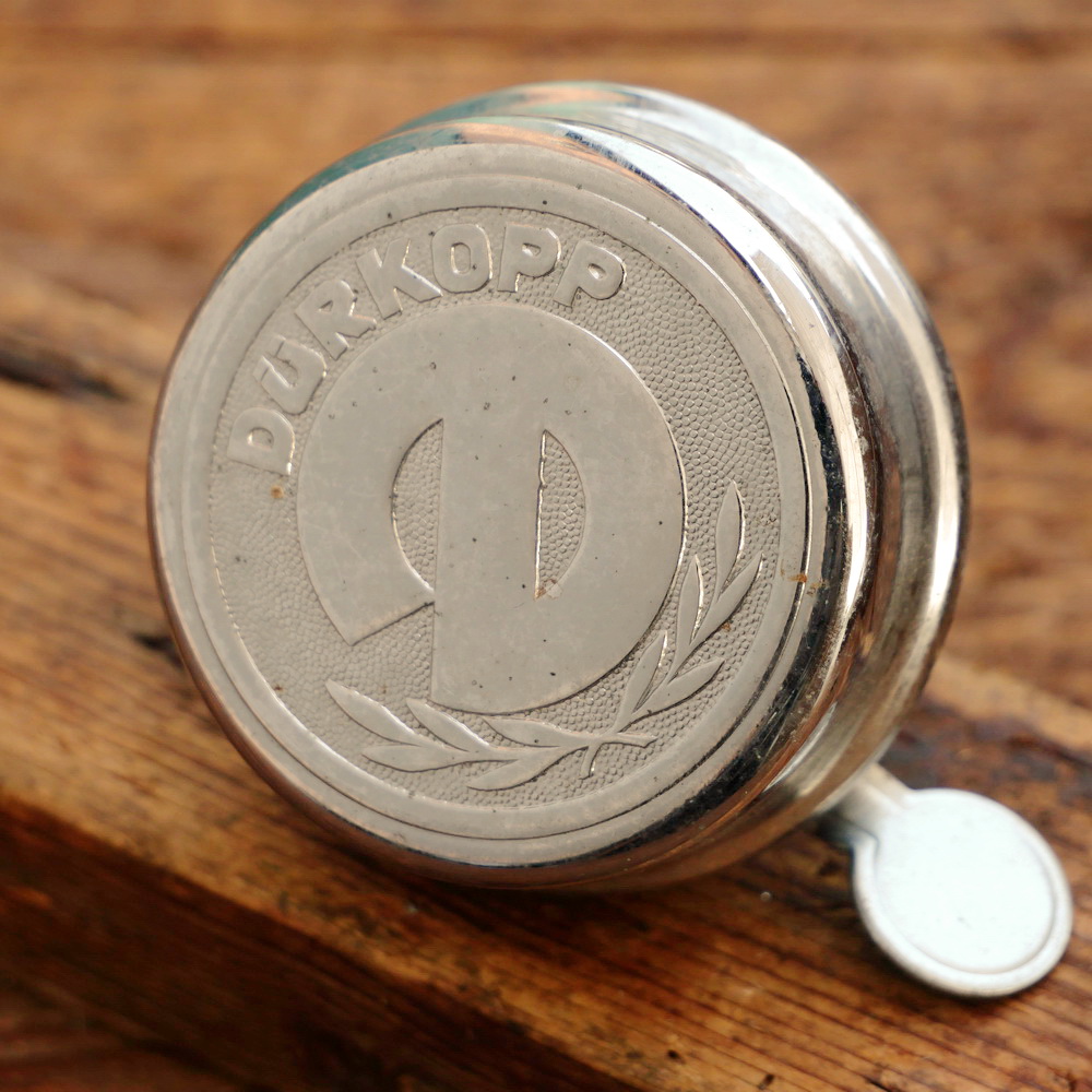 Fahrrad/Moped Klingel DÜRKOPP, orig. 50er Jahre, verchromt, Durchmesser 60 mm, Deckel NOS 