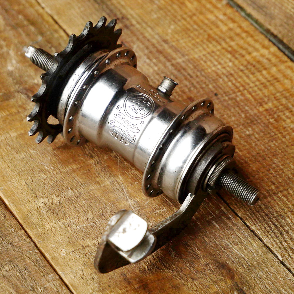 Nabe Hinterrad Fahrrad, F+S Torpedo Mod. 09, Bj. 1951, verchromt, gebr. 