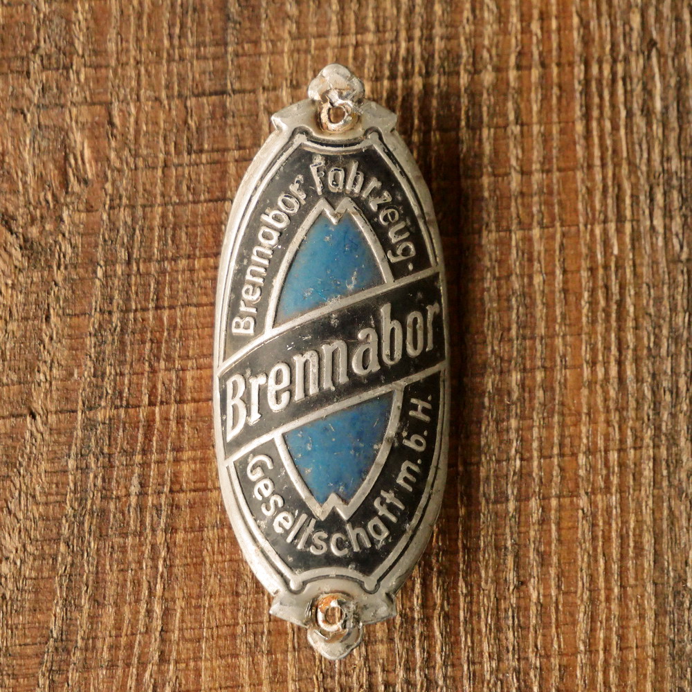 Steuerkopfschild BRENNABOR, Alu lackiert, original 30er/40er Jahre, gebr. 