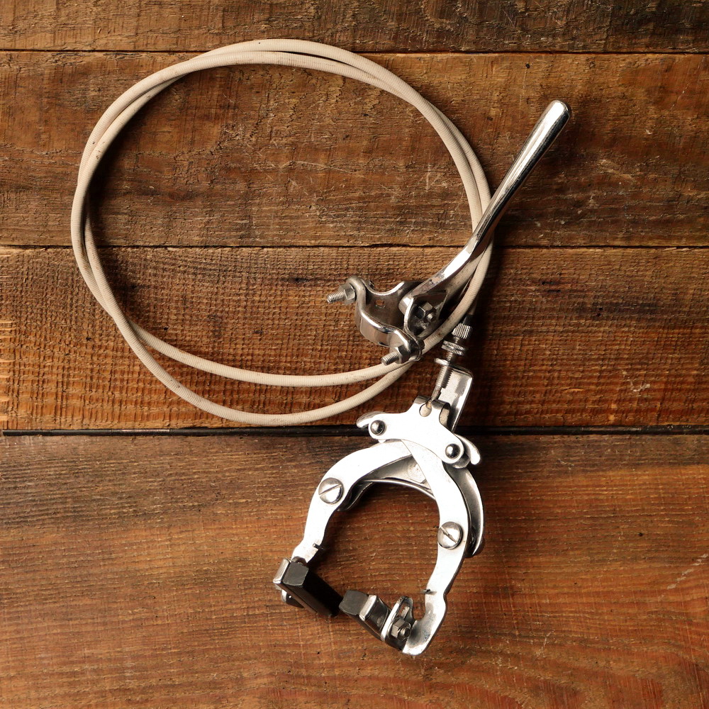 Bremszange / Felgenbremse hinten, Mittelzug, Stahl verchromt, orig. 30-50er Jahre, NOS 