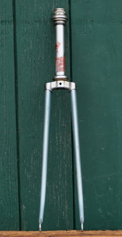 Fahrradgabel, 28 Zoll, graublau, für Sportrad, 50er/60er J., inkl. Steuersatz, gebr. 