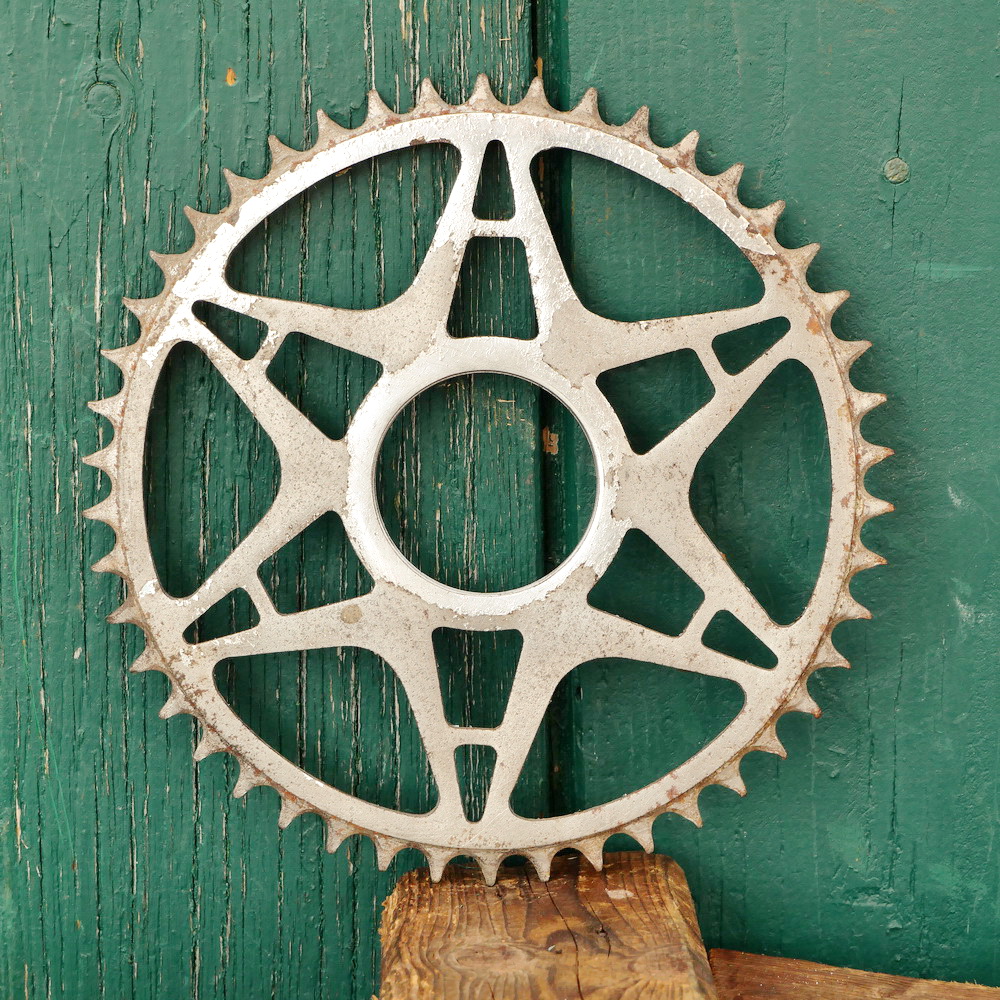 Kettenblatt GRITZNER, 30er J., 1/2 Zoll, verchromt, Gewinde-Durchmesser 53 mm, 46 Zähne, gebr. 
