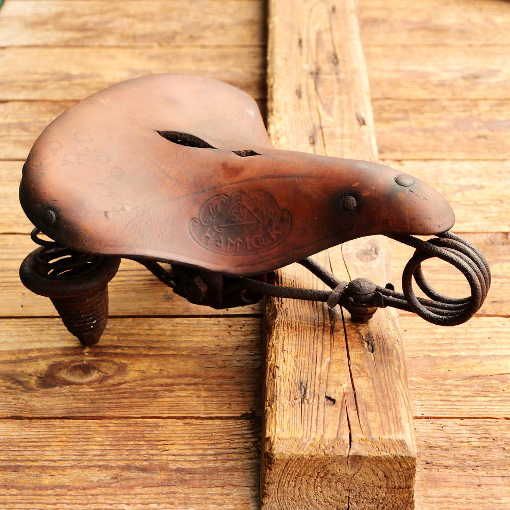 Sattel, Herren, S.V. HAMMOCK, 20er/30er J., für Tourenrad, Leder braun, gebr. 