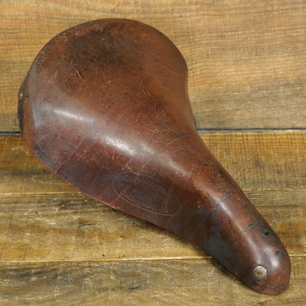 Sattel, Herren, FELBUR/CARL VOM FELD, 50er J., für Sportrad, Leder braun, Gestell verchromt, gebr. 