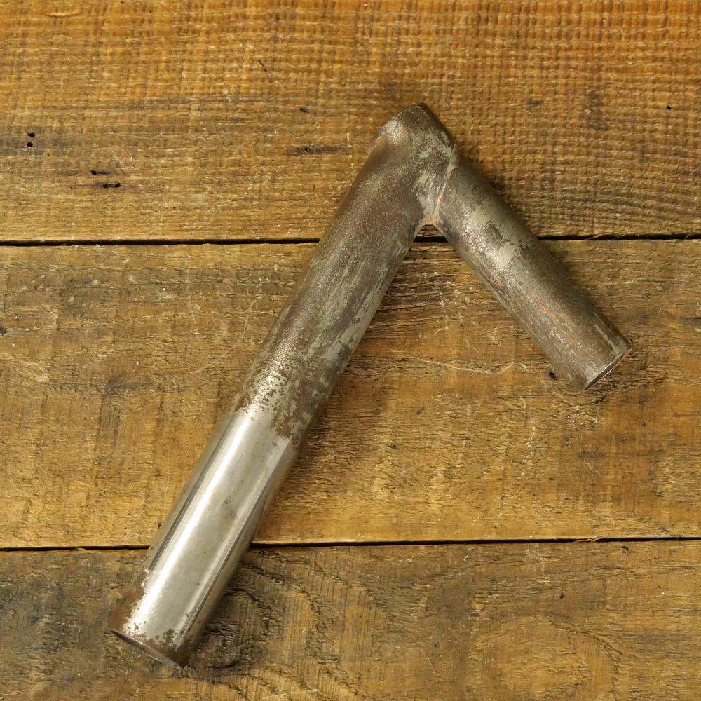 Winkelsattelstütze BRENNABOR, Durchmesser: ca. 26 mm, Schaftlänge: ca 160 mm, verchromt, orig. 20er/30er Jahre, gebr. 