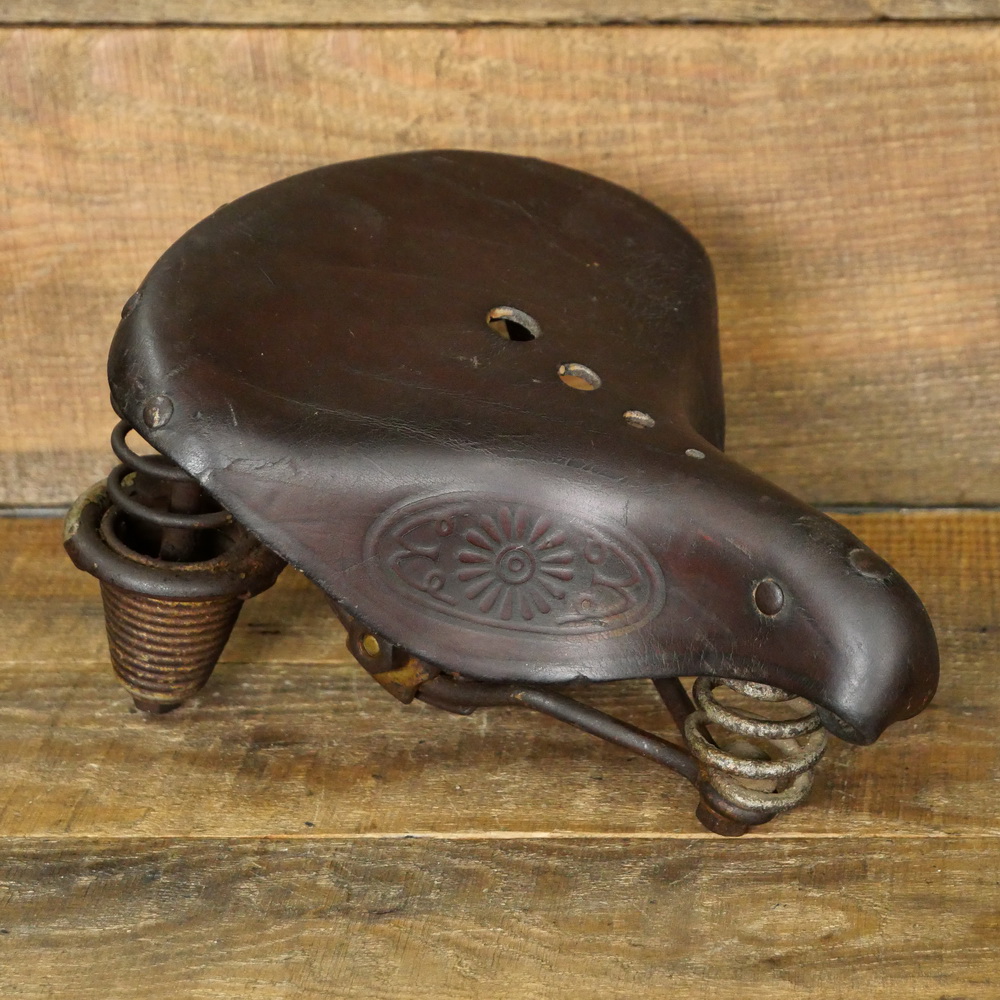 Sattel, Damen, Leder braun, Gestell vernickelt, 20er/30er J., gebr. 