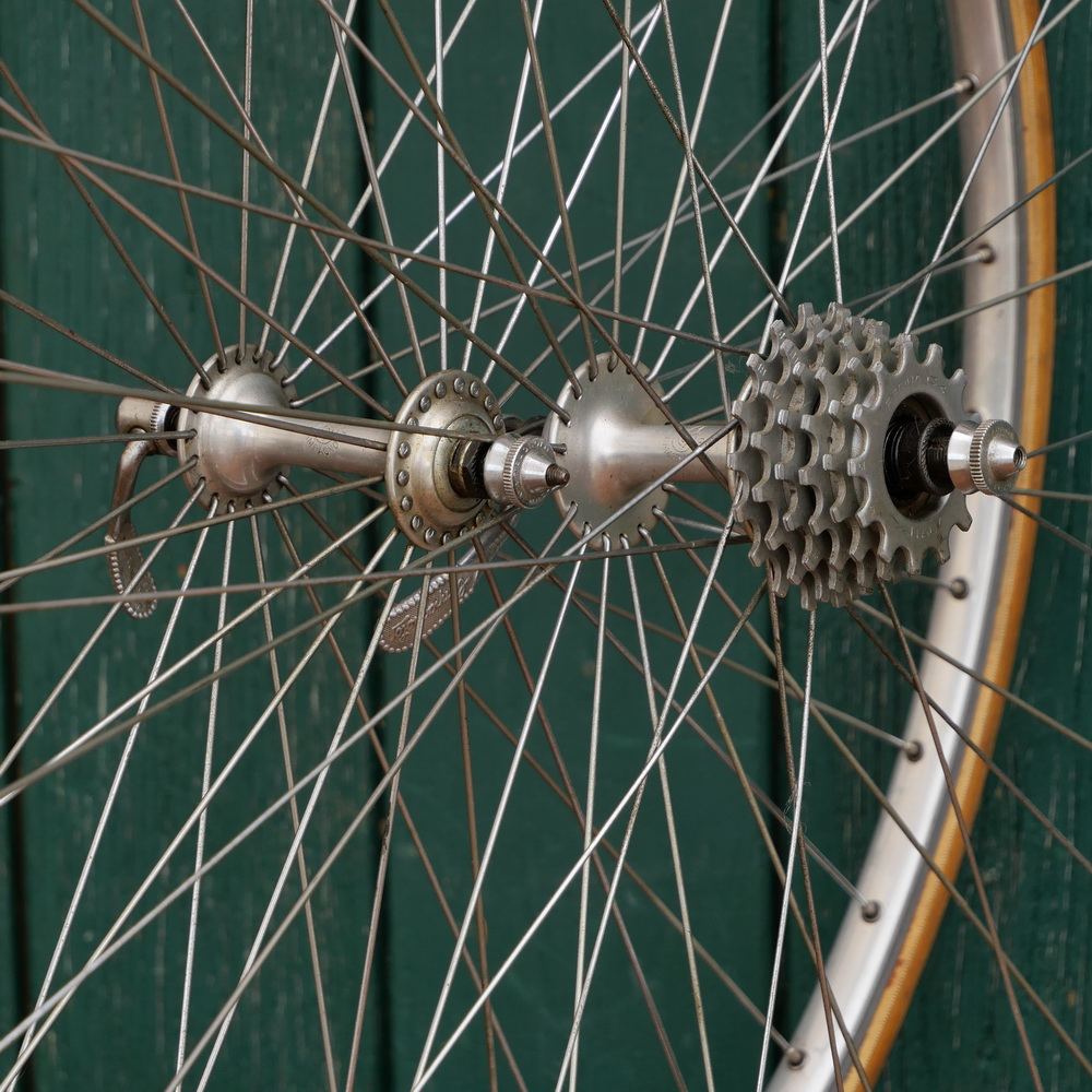 Laufradsatz 28 Zoll, 1970er J., für Rennrad, MAVIC Monthlery Schlauchreifenfelgen, Naben: CAMPAGNOLO, gebr. 