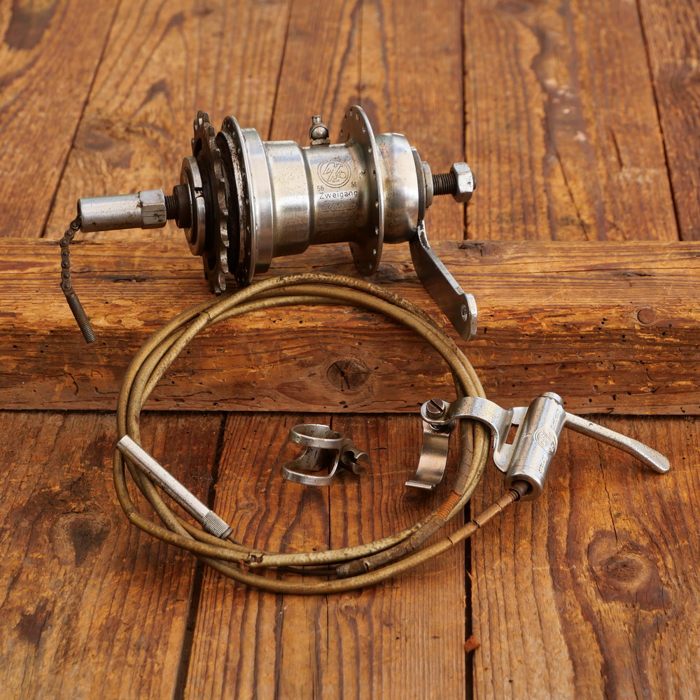 Nabe Hinterrad Fahrrad, F+S Torpedo Zweigang Mod. 10, Bj. 1956, verchromt, gebraucht 