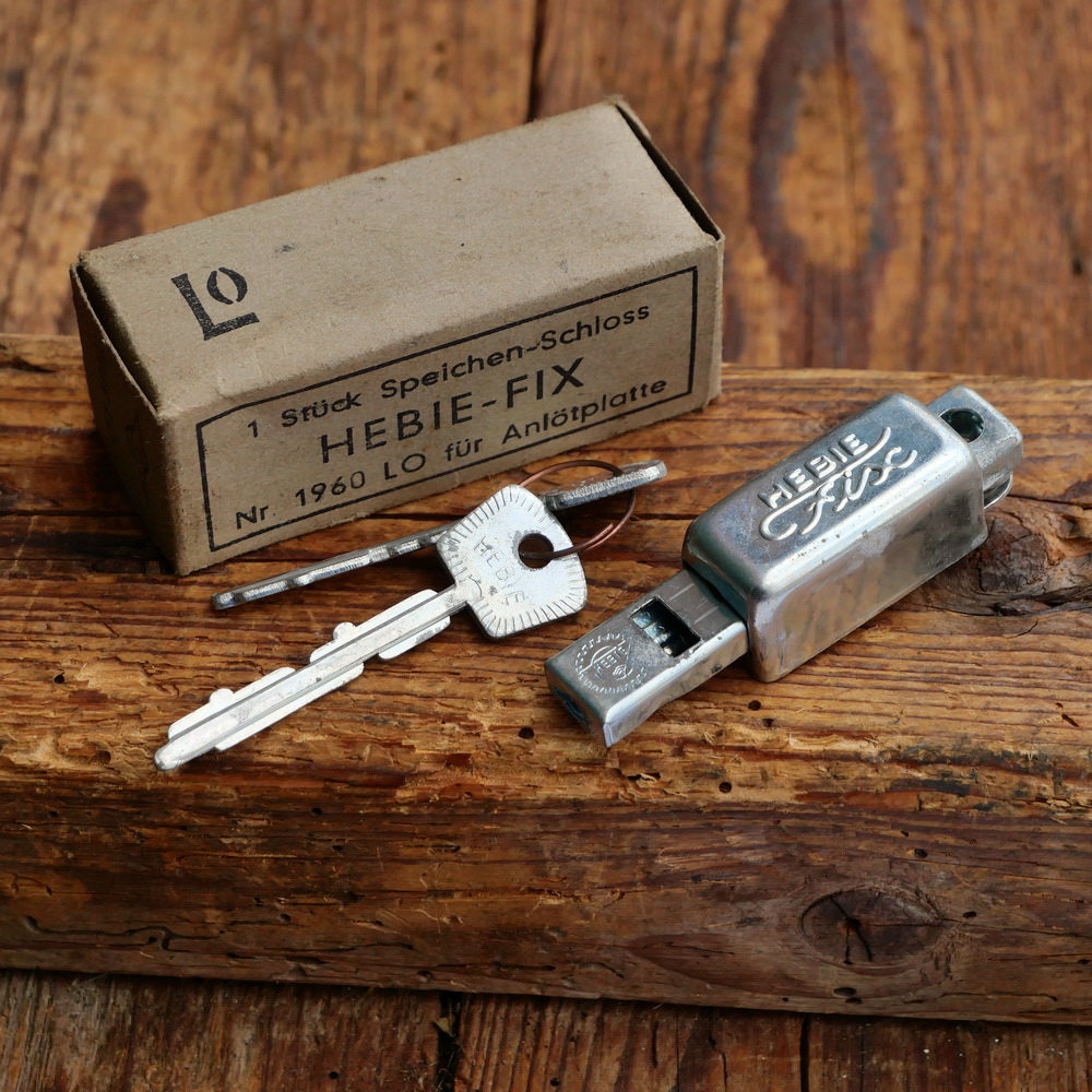 Speichenschloss HEBIE Fix, für Anlötplatte, verzinkt, orig. 60er/70er Jahre, NOS 