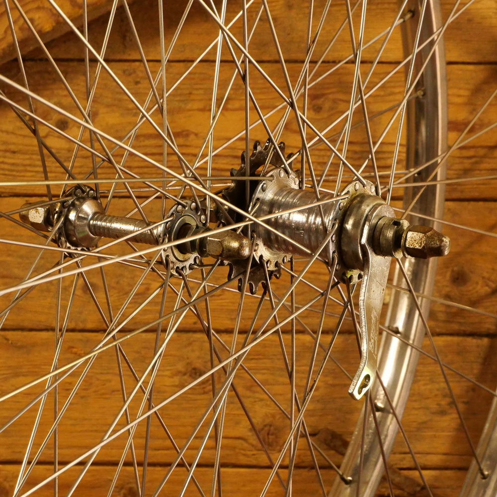 Laufradsatz 28 Zoll (622), WEINMANN Nirofelgen für Drahtbereifung, original 70er J., Naben: WECO/SACHS Jet, gebr. 