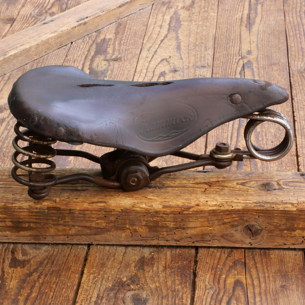 Sattel HAMMOCK, Herren, Leder, braun, Gestell vernickelt, original 1910er/20er Jahre, gebr. 