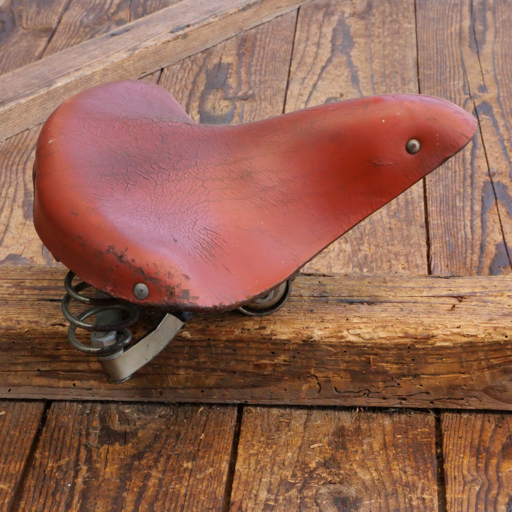 Sattel MÖVE/IFA, Damen, für Tourenrad, Leder orangebraun, Gestell verzinkt, DDR 70er/80er J., gebr. 