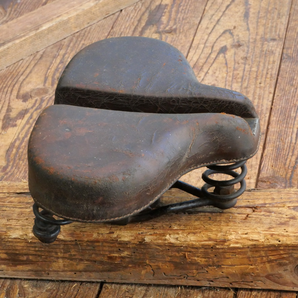 Sattel FONGERS "Gesundheitssattel" für Tourenrad, Leder braun, Gestell schwarz, original 30er-50er J., gebr. 