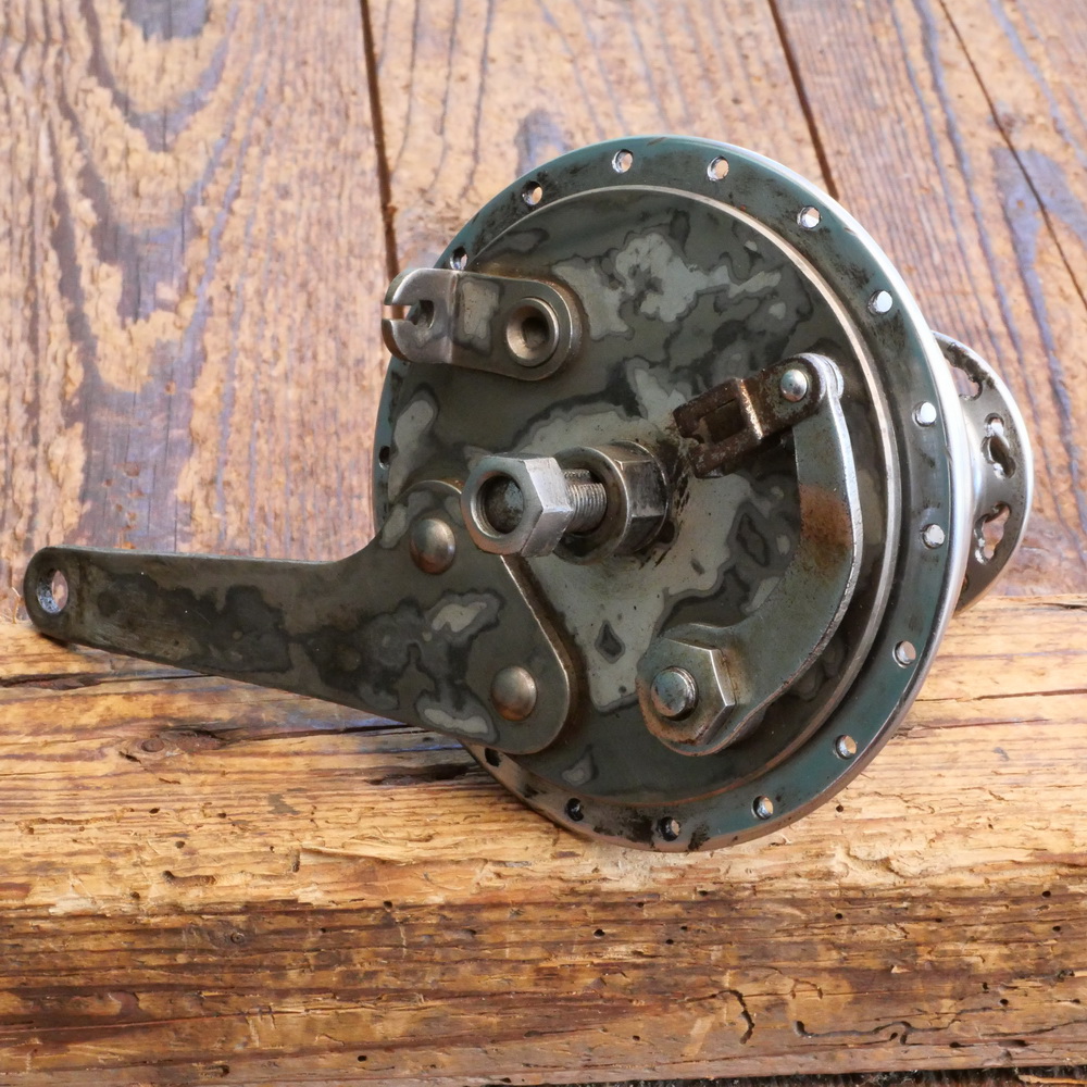 Nabe Vorderrad für SAXONETTE, F&S, 1930er J., Trommelbremse, verchromt, gebr. 