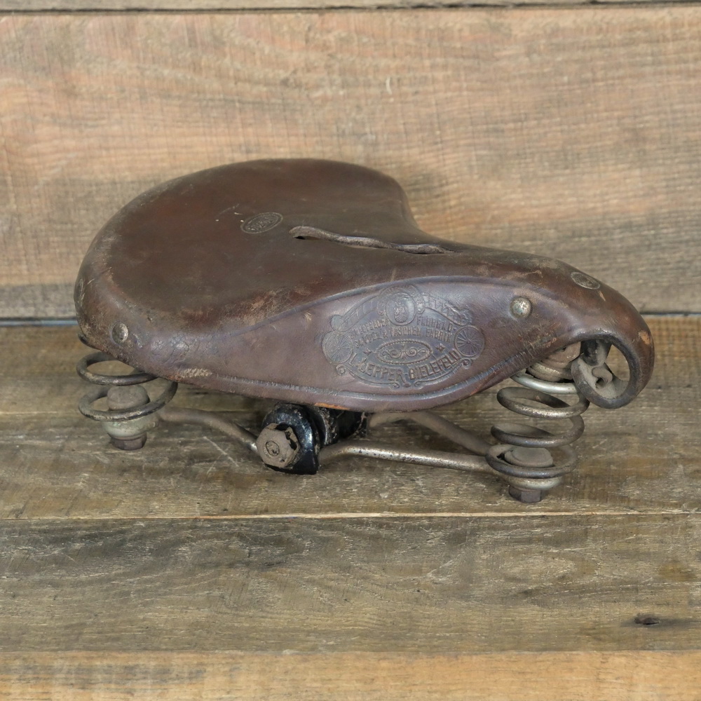 Sattel LEPPER No.34, Damen, Leder braun, Gestell vernickelt, original 1910er/20er J., gebr. 