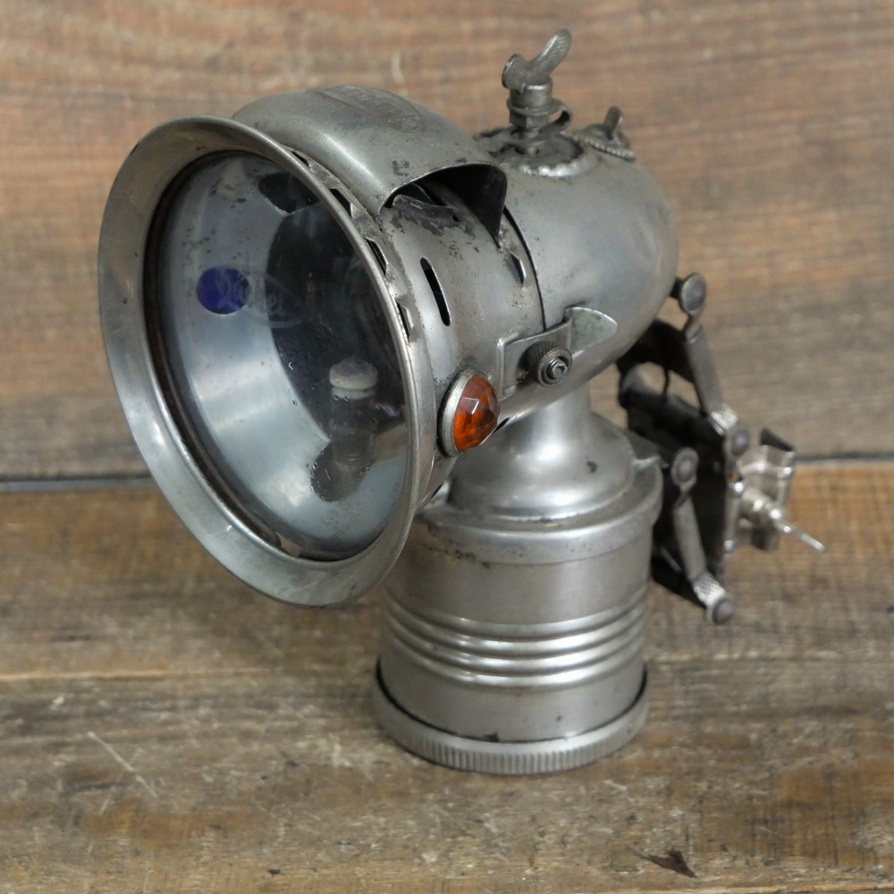 Karbidlampe HÄCKEL, für Fahrrad, orig. 1920/30er J., vernickelt, gebr. 