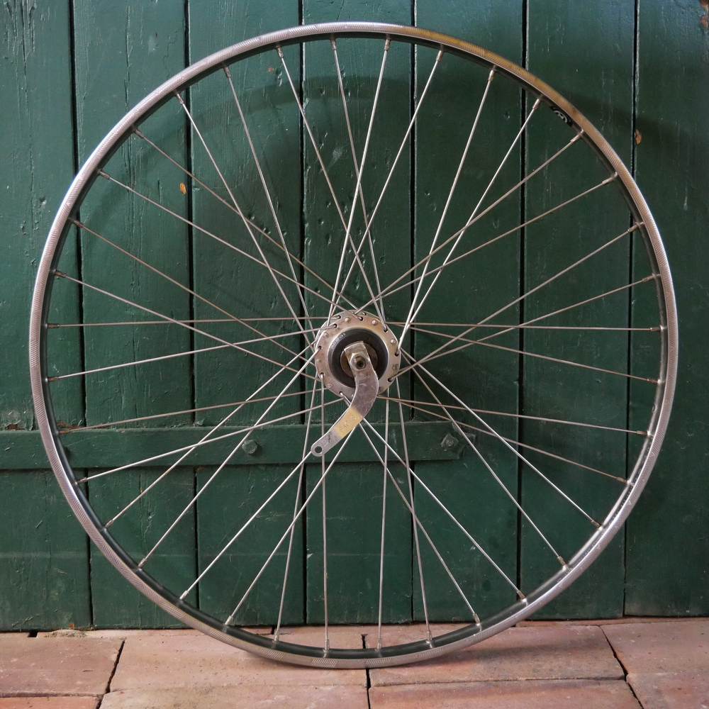 Hinterrad, 28 Zoll (622mm), 1995, VAN SCHOTHORST Westwoodfelge Niro, für Drahtreifen, SACHS Penta Sport-Nabe, gebr. 