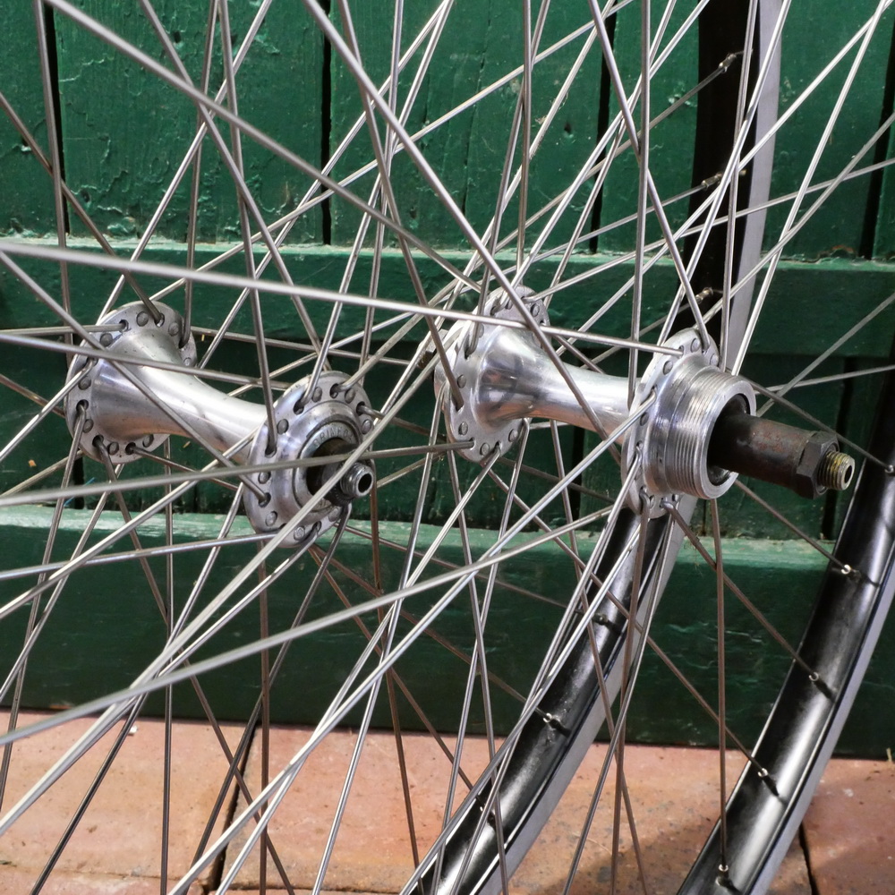 Laufradsatz, 26 Zoll (559), 90er J., für MTB, ALESA Konkav-Felge Alu schwarz, Naben: GRIMECA und SACHS MAILLARD, NOS 