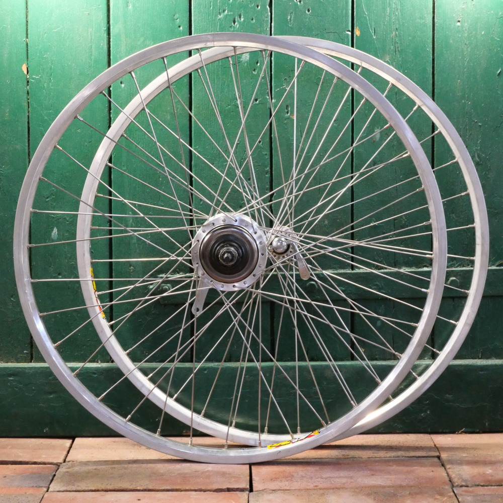 Laufradsatz WEINMANN ZAG 19, 26 Zoll (559), Alu-Hohlkammerfelge für Drahtreifen, Naben: IDEAL/SHIMANO inter7, NOS 