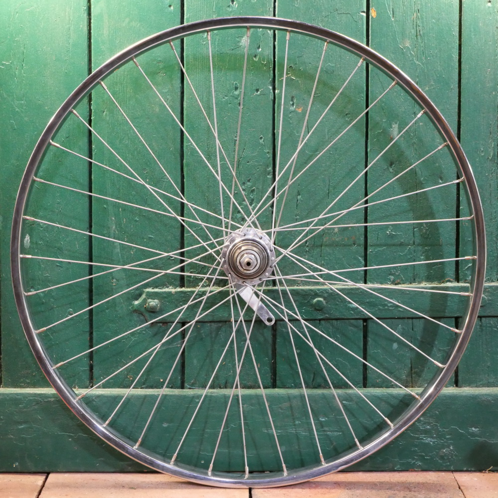 Hinterrad 26 Zoll (559), für Drahtbereifung, SCHÜRMANN Stahl-Felge, verchromt, Nabe SACHS S 3-Gang, NOS 