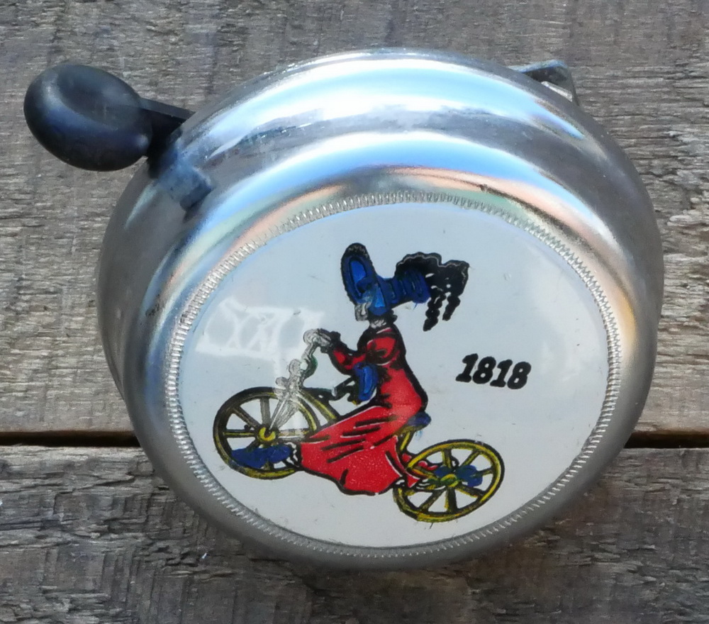 Fahrrad/Moped Klingel " NOSTALGISCHES FAHRRADMOTIV 1818", orig. 70er Jahre, verchromt, siehe Bilder 