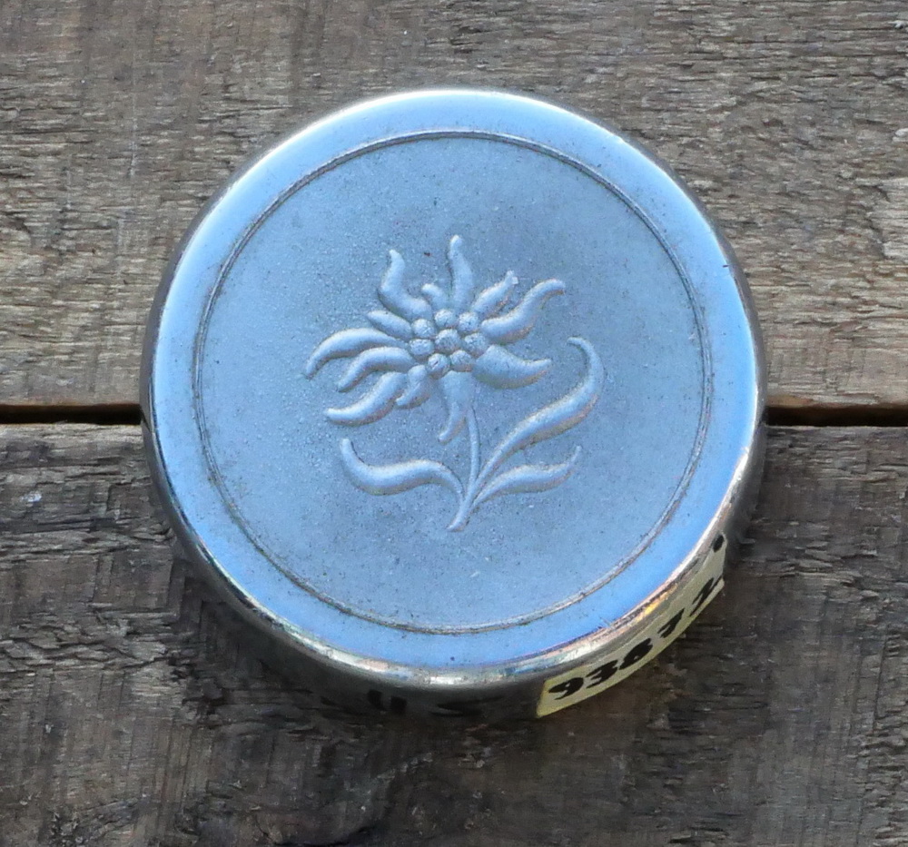 Fahrrad/Moped Klingel Deckel "FLORALES MOTIV ENZIAN", orig. 50er Jahre, verchromt, ohne Unterteil, siehe Bilder 