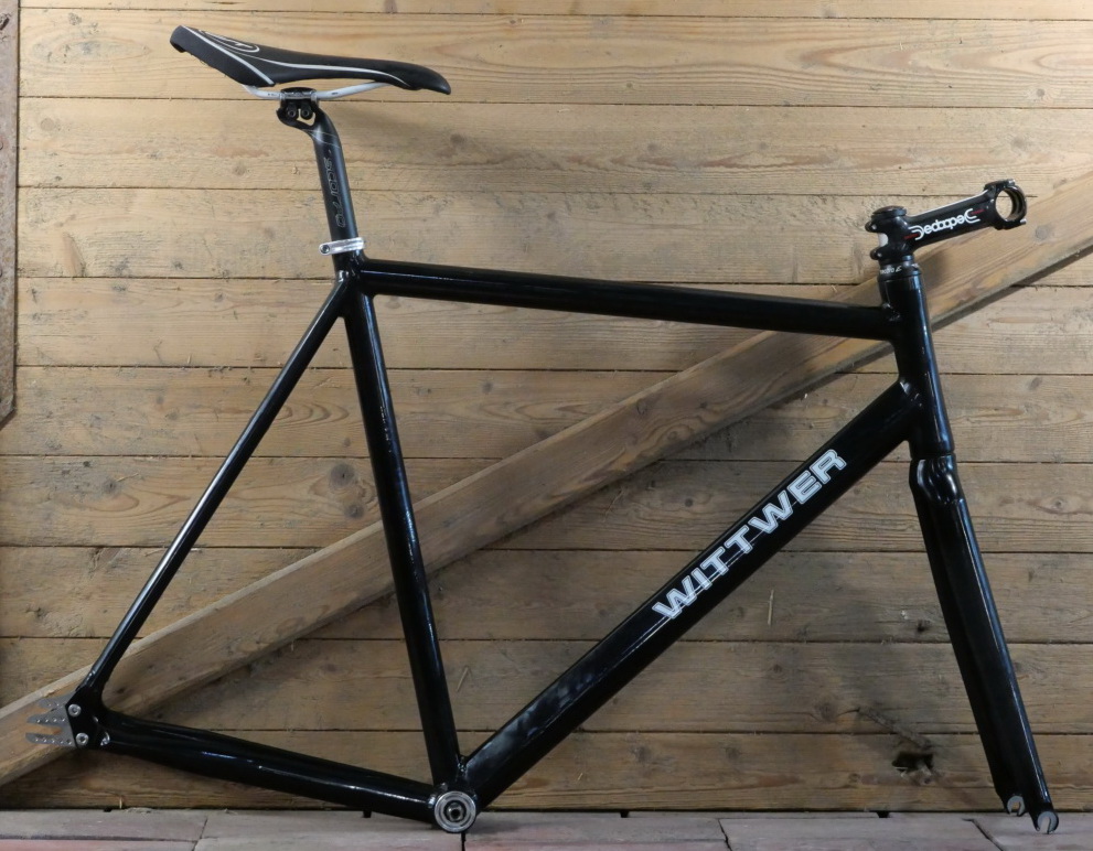 Fahrradrahmen Wittwer, Herrenausführung für Bahnrad 28 Zoll, Aluminium gepulvert, um 2010 