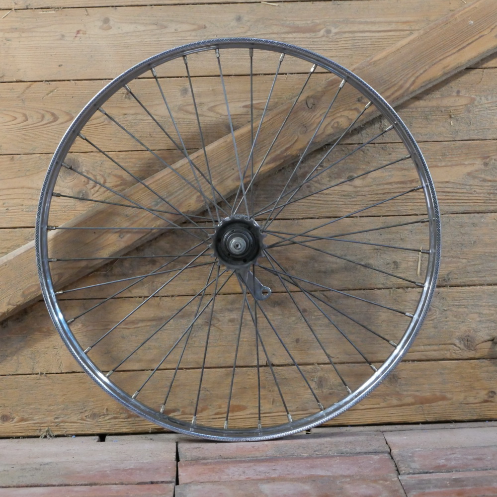 Hinterrad, 22 x 1 3/8, 70er/80er J., Westwood-Felge verchromt, Breite 34 mm, Nabe F&S Torpedo,  gebr. 