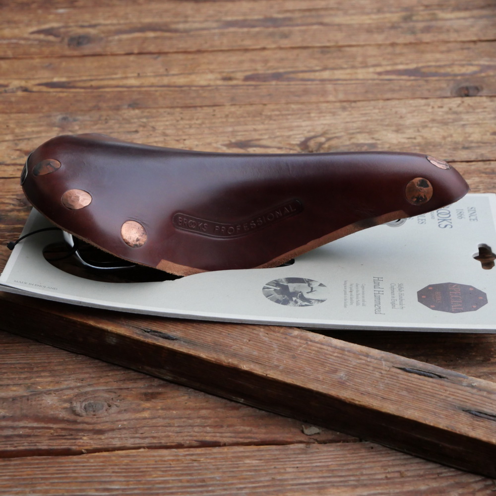 Sattel "Brooks professional", Herren, für Rennrad, Leder, braun, Breite ca. 15 cm, Länge ca. 29cm, Neuware 