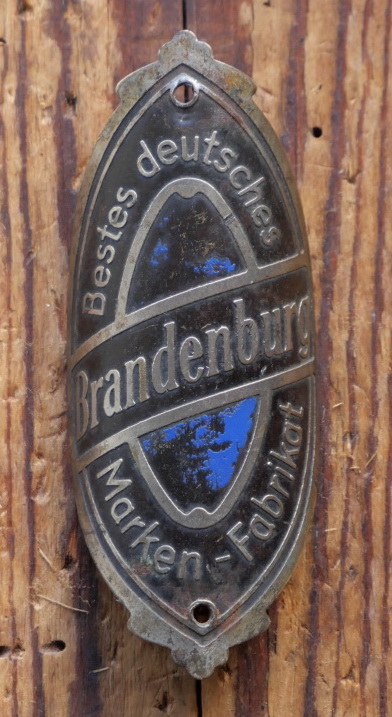 Steuerkopfschild BRANDENBURG, 20er/30er Jahre, Messing vernickelt/lackiert, gebr. 