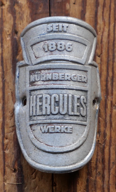 Steuerkopfschild HERCULES, 30er/40er Jahre, Alu, gebr. 