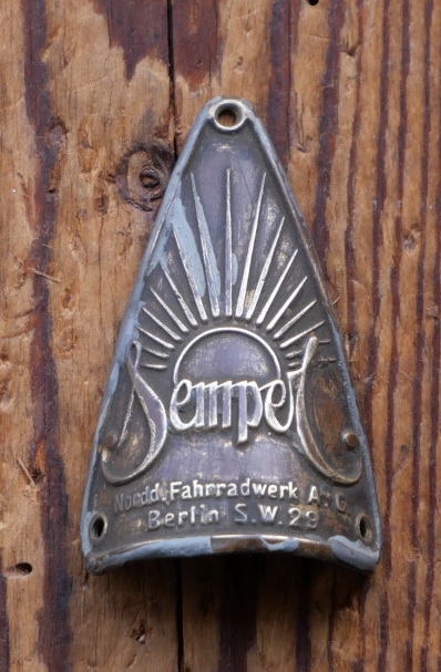 Steuerkopfschild SEMPER/Berlin, 20er/30er Jahre, Messing, gebr. 