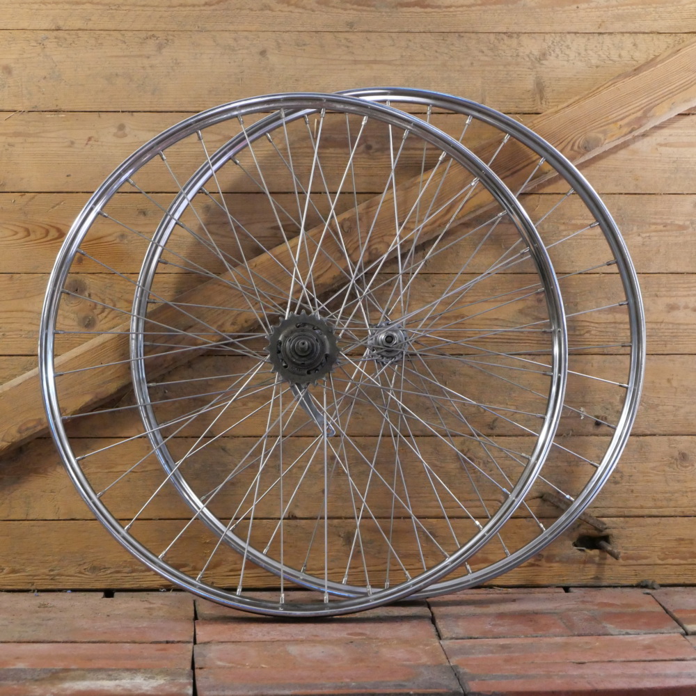 Laufradsatz mit Westwood-Felgen 26 Zoll (559), verchromt, 1970er/80er J., gebr. 