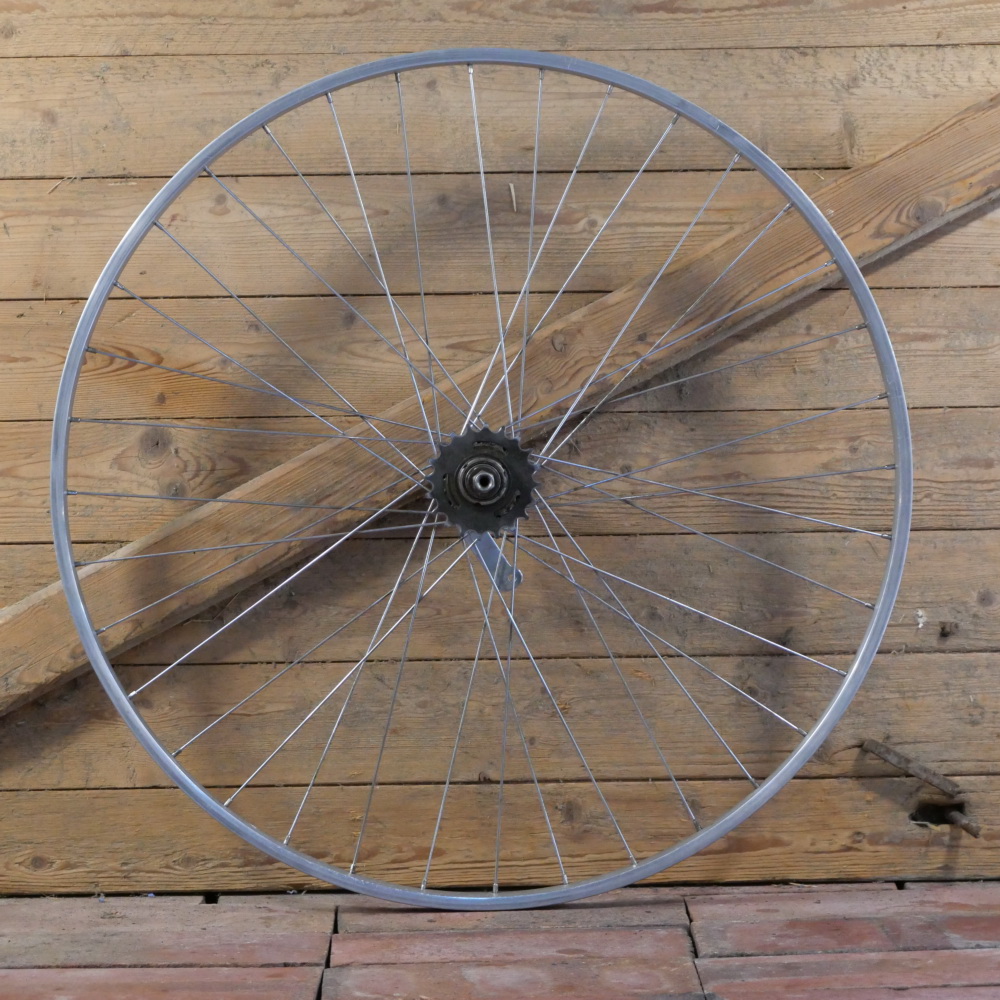Hinterrad mit WEINMANN-Felge, 28 Zoll (622), 60er/70er J., Alu, Breite 24 mm, Nabe F&S 3-Gang Mod. 515, gebr. 
