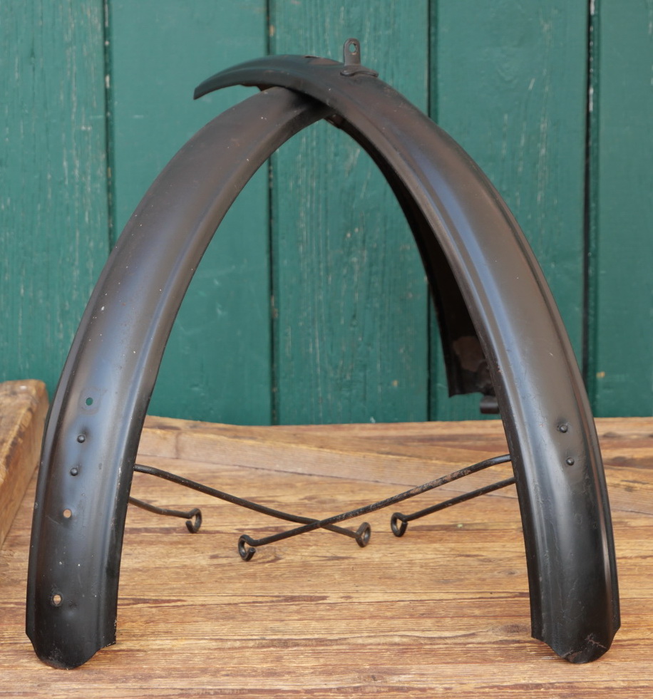 Schutzbleche Satz WANDERER, 26 Zoll, Herrenausführung für Ballonrad, 30er J., schwarz, gebr. 