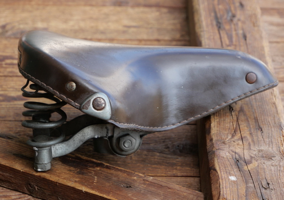 Sattel, Damen, MERTENS, Kunstleder, braun, verzinkt, original 60er Jahre, gebr. 