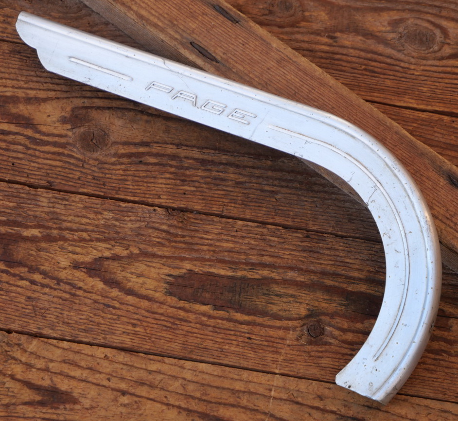 Kettenschutz PAGE, universal, Länge ca. 32 cm, für Sportrad, orig. 50er/60er J., Alu, gebr. 