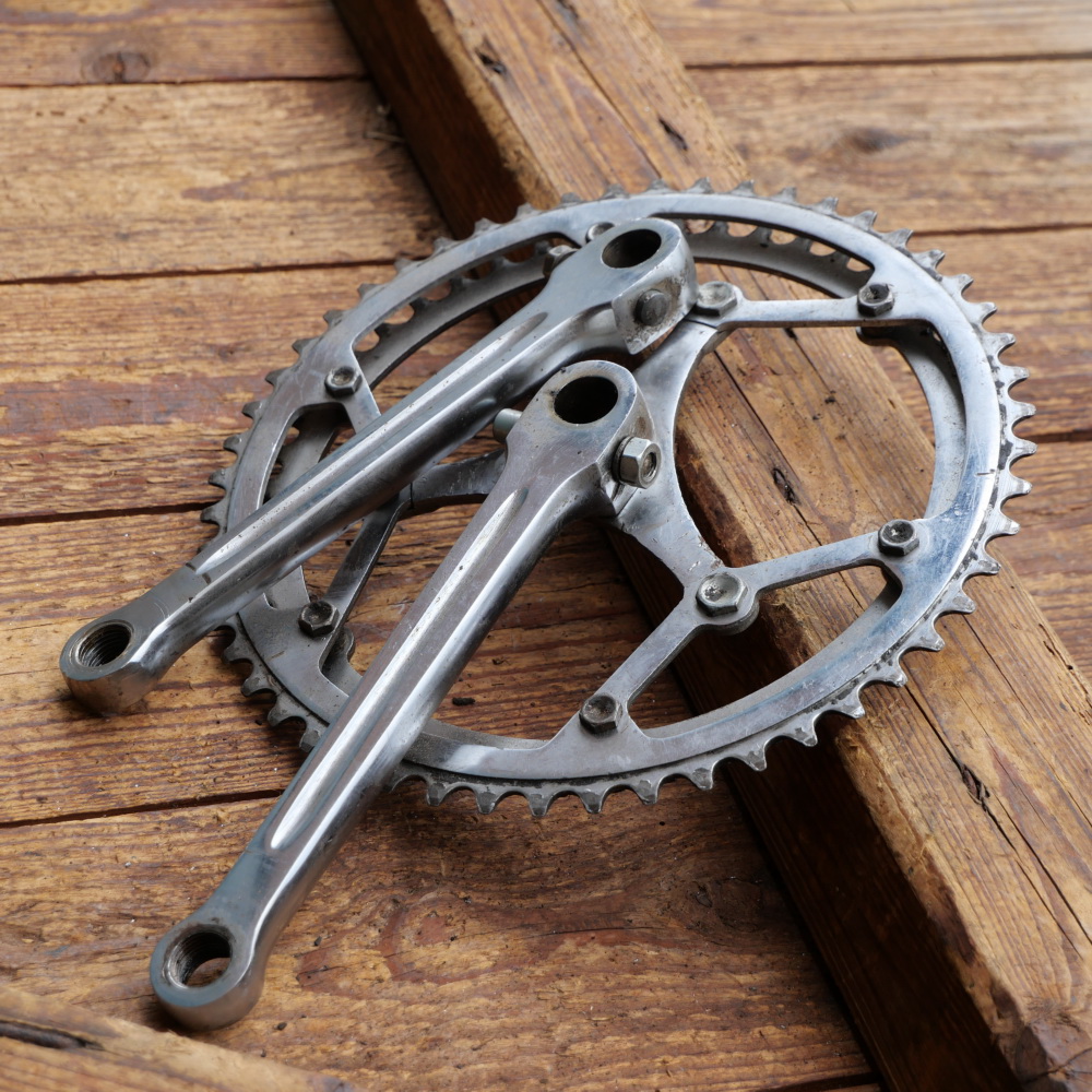 Tretkurbelsatz für Rennrad, orig. 50er/60er Jahre, verchromt, für Keillager, gebr. 