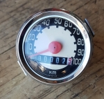 Tachometer mit zweifarbigem Zifferblatt, Anzeige bis 100 km/h,  Typ. VDO Einbautachometer fü.50-70er Jahre , 48 mm Einbaumaß 