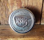 Glockendeckel  "NSU", verchromt,  56mm, passend f. NSU Fahrrad und Quickly 