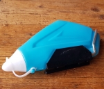 Trinkflasche "AERO", incl. Halter, flache aerodynamische Form, blau, Kunststoff, orig. Altbestand. Ein Highlight aus der Aerodynamic-Ära der frühen 80 