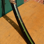 Felge 28 x 1,75 für Drahtbereifung, 36-loch, Breite 37 mm, schwarz, Linierung grün/gold 