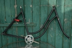 Fahrradrahmen  "OPEL",  Damenausf., schwarz, 28 Zoll ,  RH=54cm, 30er J., incl. Gabel u. Tretlager 